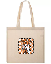 Load image into Gallery viewer, Trick or Treat Ghostie Halloween Tote Bag
